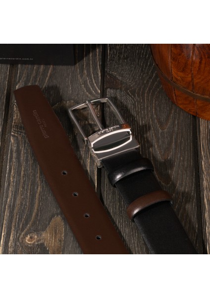 Siyah-Kahve Çift Yönlü Deri Erkek Kemeri (En 3,5 cm) PCCİFT01CF6