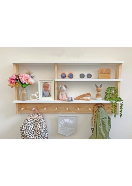 Ahşap Montessori Raf ,ahşap Askılık ,çocuk Odası Rafı WDN701