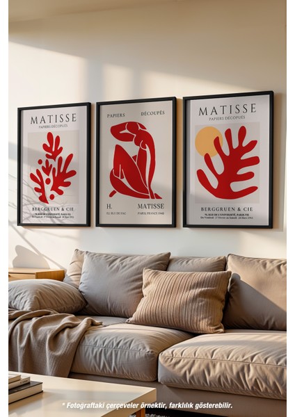 Matisse Vintage 3'lü Siyah Çerçeveli Poster, Tablo Seti No:22