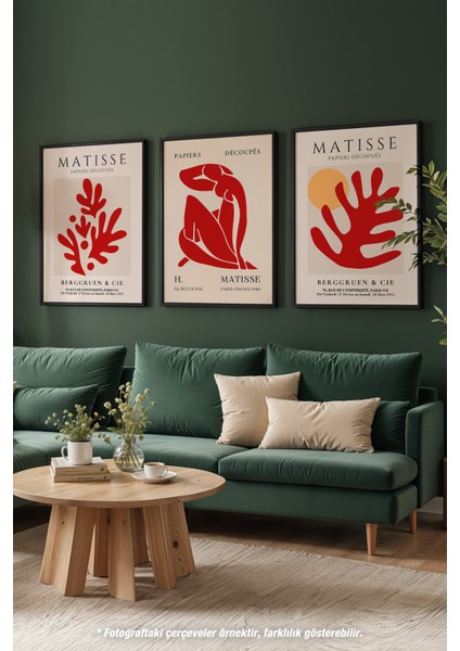 Matisse Vintage 3'lü Siyah Çerçeveli Poster, Tablo Seti No:22 modelleri