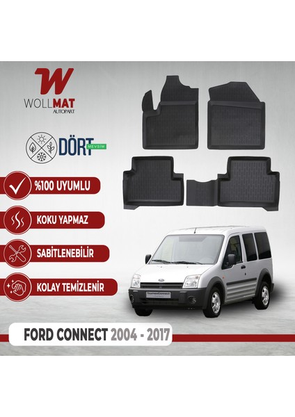 Ford Connect Paspas 2004 2017UYUMLU Arası 3D Havuzlu Paspas Seti