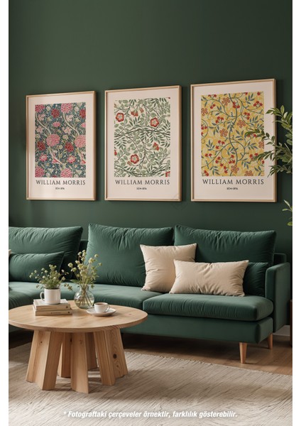 William Morris 3'lü Ahşap Çerçeveli Poster, Tablo Seti No:47 modelleri