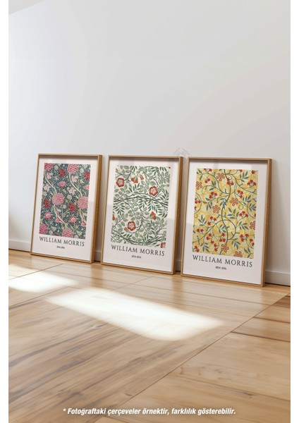 William Morris 3'lü Ahşap Çerçeveli Poster, Tablo Seti No:47 fırsatları