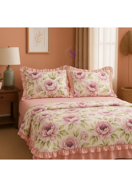 Romantik % 100 Pamuk Fırfır Iplik Boyalı Çift Kişilik Nevresim Takımı,modern Çizgili Nevresım Seti fiyatları