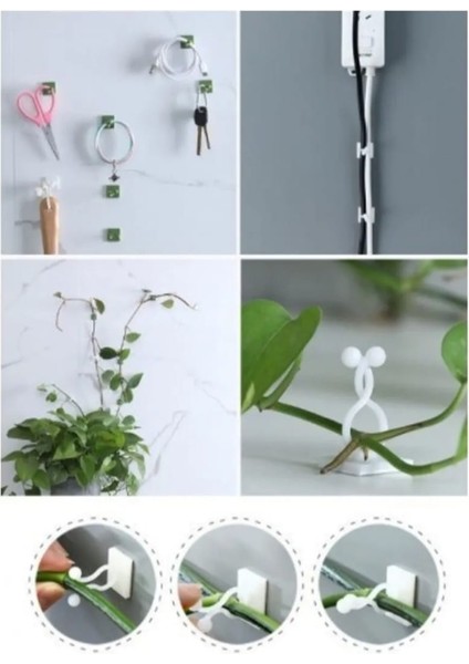 10 Adet Bitki Klipsi Sarmaşık Tutucu Kendinden Yapışkanlı Pratik Ürün