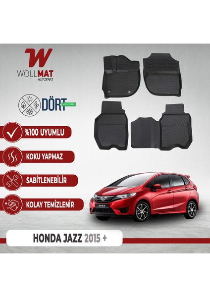 Jazz Paspas 2015 Sonrası 3D Havuzlu Paspas Seti Uyumlu