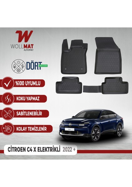 Citroen C4 x Paspas Elektrikli 2023 Sonrası Uyumlu 3D Havuzlu Paspas Seti