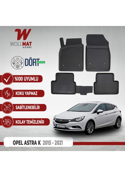 Opel Astra K Paspas 2015 2021 Arası 3D Havuzlu Paspas Seti