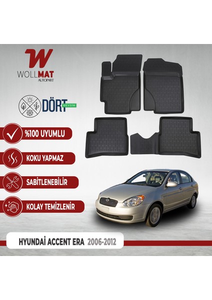 Hyundai Accent Era Paspas 2006 2012 Arası 3D Havuzlu Paspas Seti