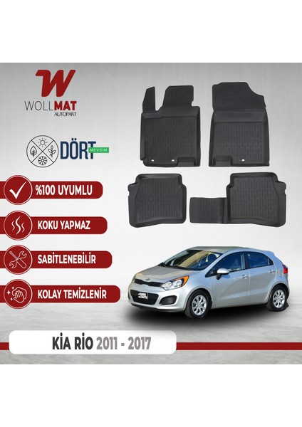 Kia Rio Paspas 2011 2017 Arası Uyumlu 3D Havuzlu Paspas Seti