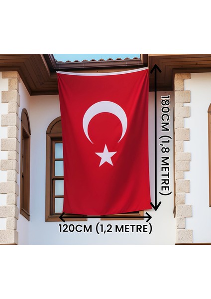 Türk Bayrağı 120X180 cm – Raşel Kumaş, Rüzgâr Dayanıklı, Çift Dikişli Kaliteli Üretim