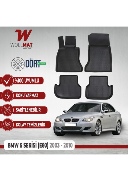 Bmw 5 Serisi E60 Uyumlu Paspas 2003-2010 3D Havuzlu Paspas