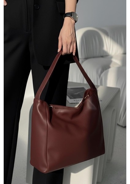 Lagraccio Paris Kadın Monet Yumuşak Deri El ve Omuz Çantası Bordo