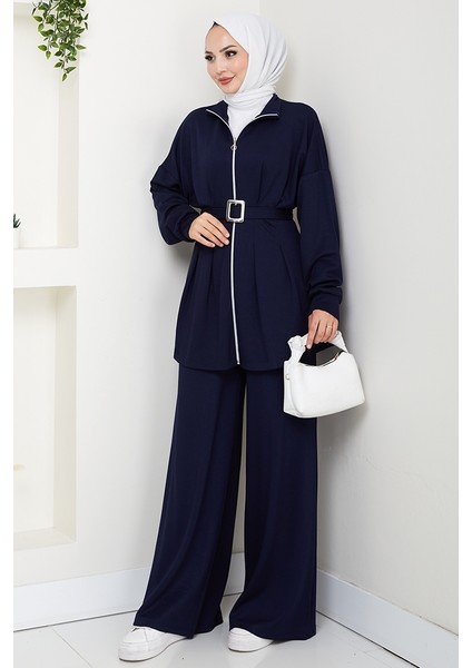 Dilsa Kemerli Oysho Ikili Takım 1607 - Lacivert modelleri