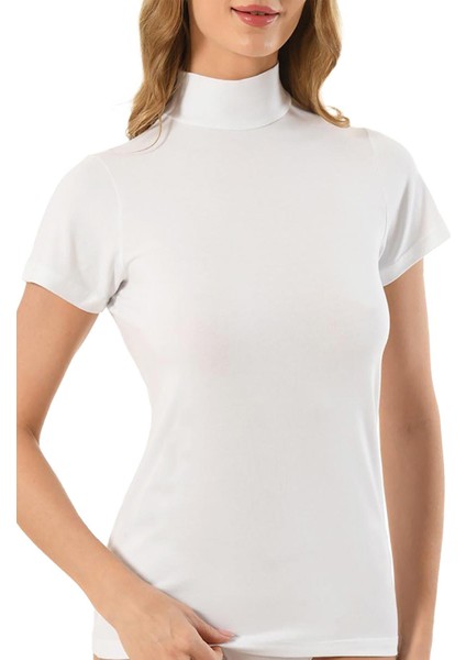 Kadın Beyaz Modal Balıkçı Yaka Yarım Kol Body 562 modelleri