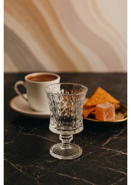 6 Lı Kristal Cam Kahve Yanı Su Bardağı Bardak 85ML