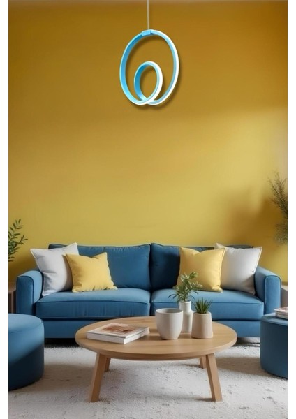 Perma Mavi Tek Renk Modern Sarkıt LED Avize modelleri