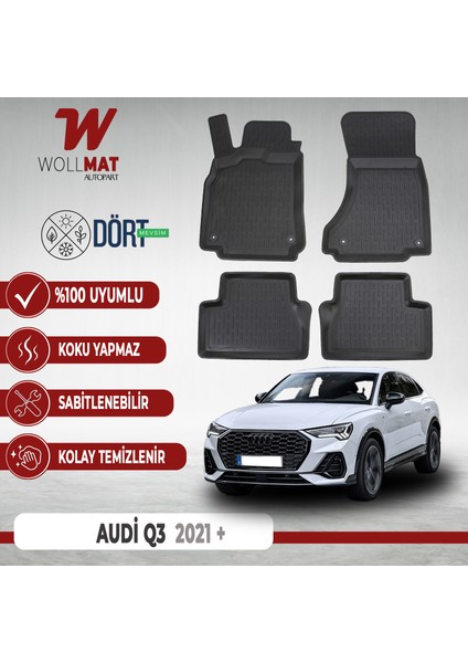 Audi Q3 Paspas 2021 Uyumlu Sonrası 3D Havuzlu Paspas