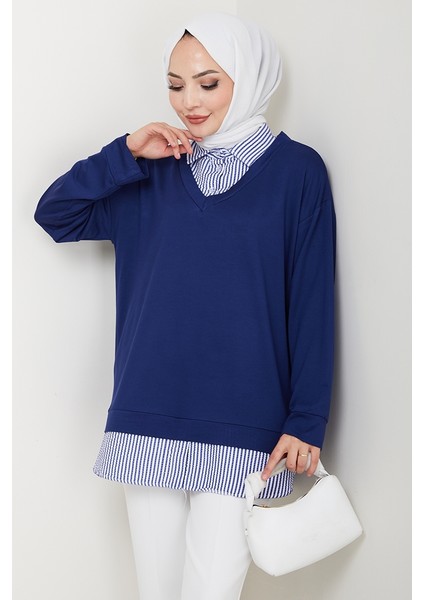 Gömlek Yaka Oysho Tunik 1612 - Lacivert modelleri