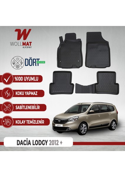 Dacia Lodgy Paspas 2012 Sonrası 3D Havuzlu Paspas Seti