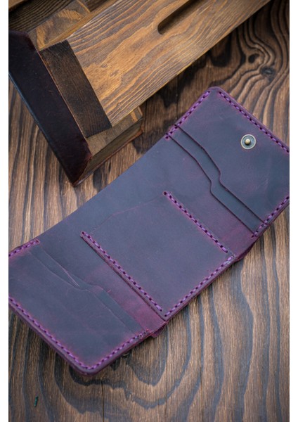 Gerçek Deri Cüzdan Kartlık El Yapımı Hakiki Premium Deri Italyan Dikiş 5 Kart Bölmeli Kompakt Cüzdan