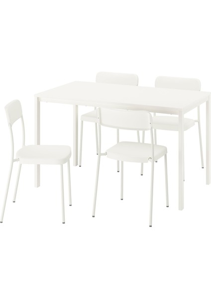 Mutfak Masası Takımı, Beyaz, 4 Sandalyeli, Sabit, 125X74 cm