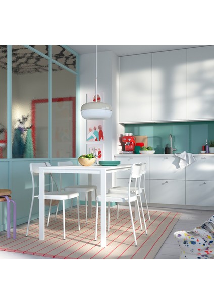 Mutfak Masası Takımı, Beyaz, 4 Sandalyeli, Sabit, 125X74 cm fiyatları