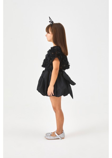 Siyah Kız Çocuk Balon Etek - Anna