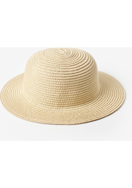 Beyaz Fiyonklu Kız Çocuk Hasır Şapka