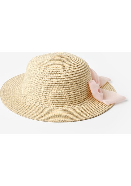 Pudra Fiyonklu Kız Çocuk Hasır Şapka fırsatları