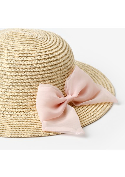 Pudra Fiyonklu Kız Çocuk Hasır Şapka indirimleri
