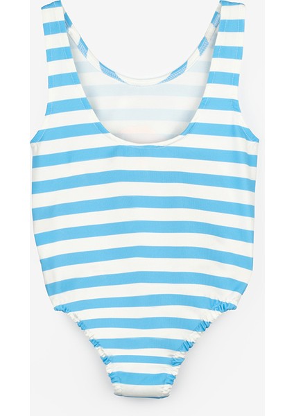 Mavi Deniz Kızı Baskılı Kız Çocuk Mayo