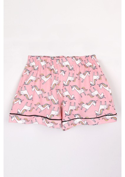 Açık Pembe Unicorn Penye Kadın Pijama Takımı