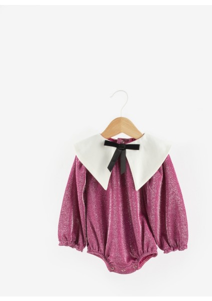 Fuşya Yaka Detaylı Simli Kız Bebek Tulum - Bailey indirimleri