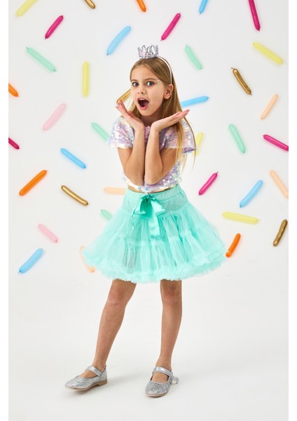 Lila Pullu Kız Çocuk Crop