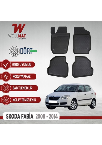 Fabia Paspas 2008 2014 Arası Uyumlu 3D Havuzlu Paspas Seti