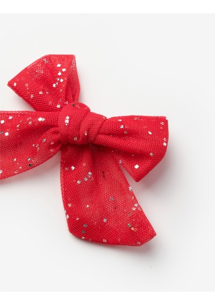 Kırmızı Simli Tül Fiyonk Kız Çocuk Klips Toka fırsatları