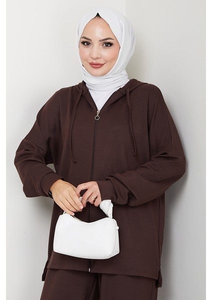 Kapüşonlu Oysho Ikili Takım 1609 - Kahve modelleri