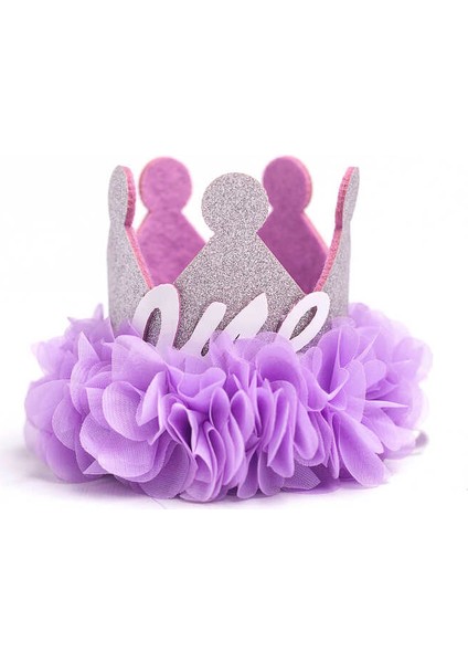 Lila 1 Yaş Kraliçe Doğum Günü Tacı