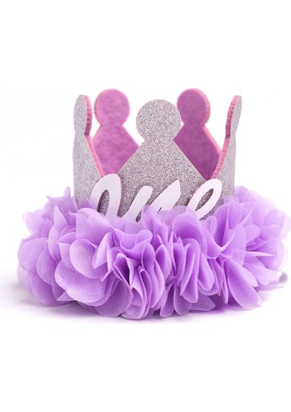 Lila 1 Yaş Kraliçe Doğum Günü Tacı modelleri