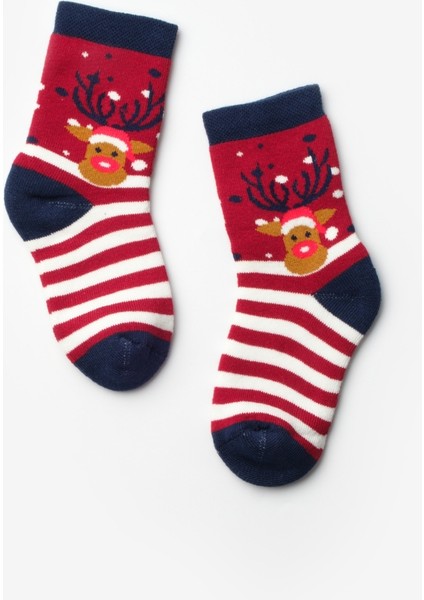 Kırmızı Minik Geyik Desenli Kız Çocuk Yılbaşı Çorap fiyatları