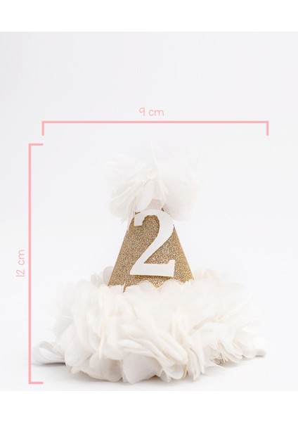 Beyaz 2 Yaş Huni Doğum Günü Tacı modelleri