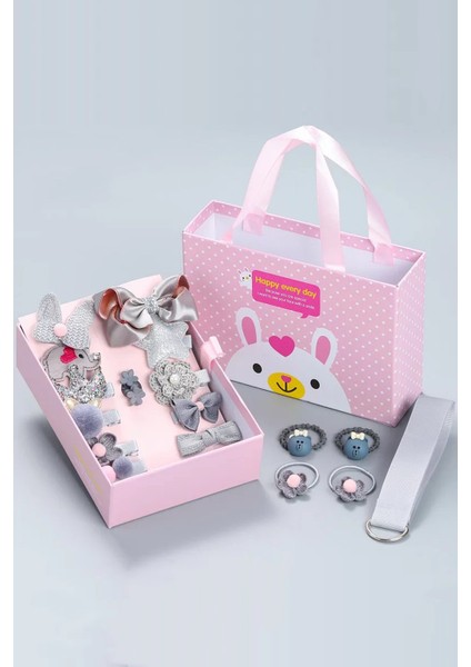 Gri 18'li Kutulu Kız Çocuk Toka Set modelleri