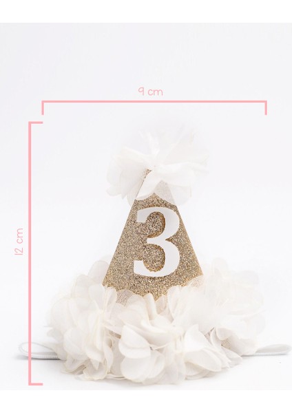 Beyaz 3 Yaş Huni Doğum Günü Tacı modelleri