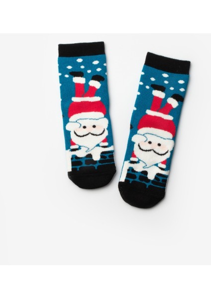Mavi Noel Baba Desenli Kız Çocuk Yılbaşı Çorap fiyatları