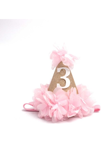 Pembe 3 Yaş Huni Doğum Günü Tacı