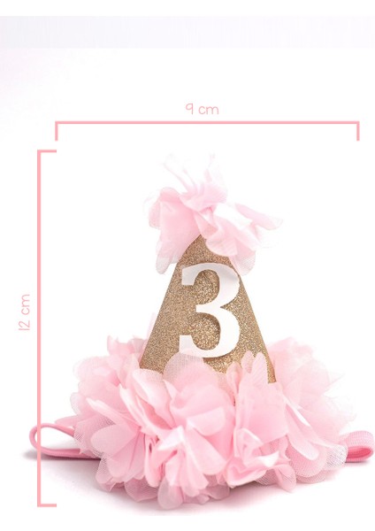 Pembe 3 Yaş Huni Doğum Günü Tacı modelleri