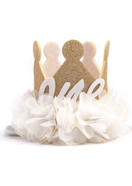 Beyaz 1 Yaş Kraliçe Doğum Günü Tacı