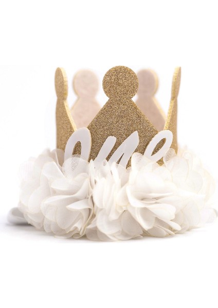 Beyaz 1 Yaş Kraliçe Doğum Günü Tacı modelleri
