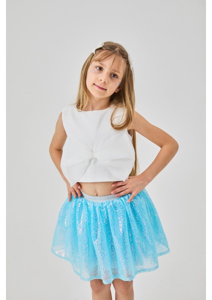 Mavi Üzeri Pullu Kız Çocuk Etek - Gracie